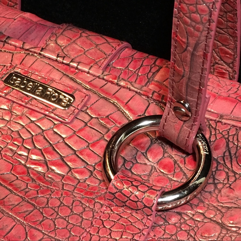 Isabella Fiore Pink Croc-Embossed Shoulder Bag - Picture 6 of 9